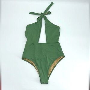 UEC Shade & Shore green halter style one piece bathing suit size large